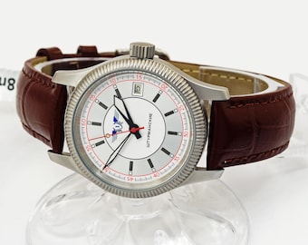 NEU sturmanskie aviator edelstahl uhr poljot 2614.2h drehbare lünette
