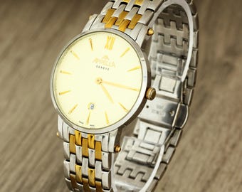 Appella Geneve 4053 Swiss Made 1943 Quartz Stainless Steel Wristwatch With Date Etsy