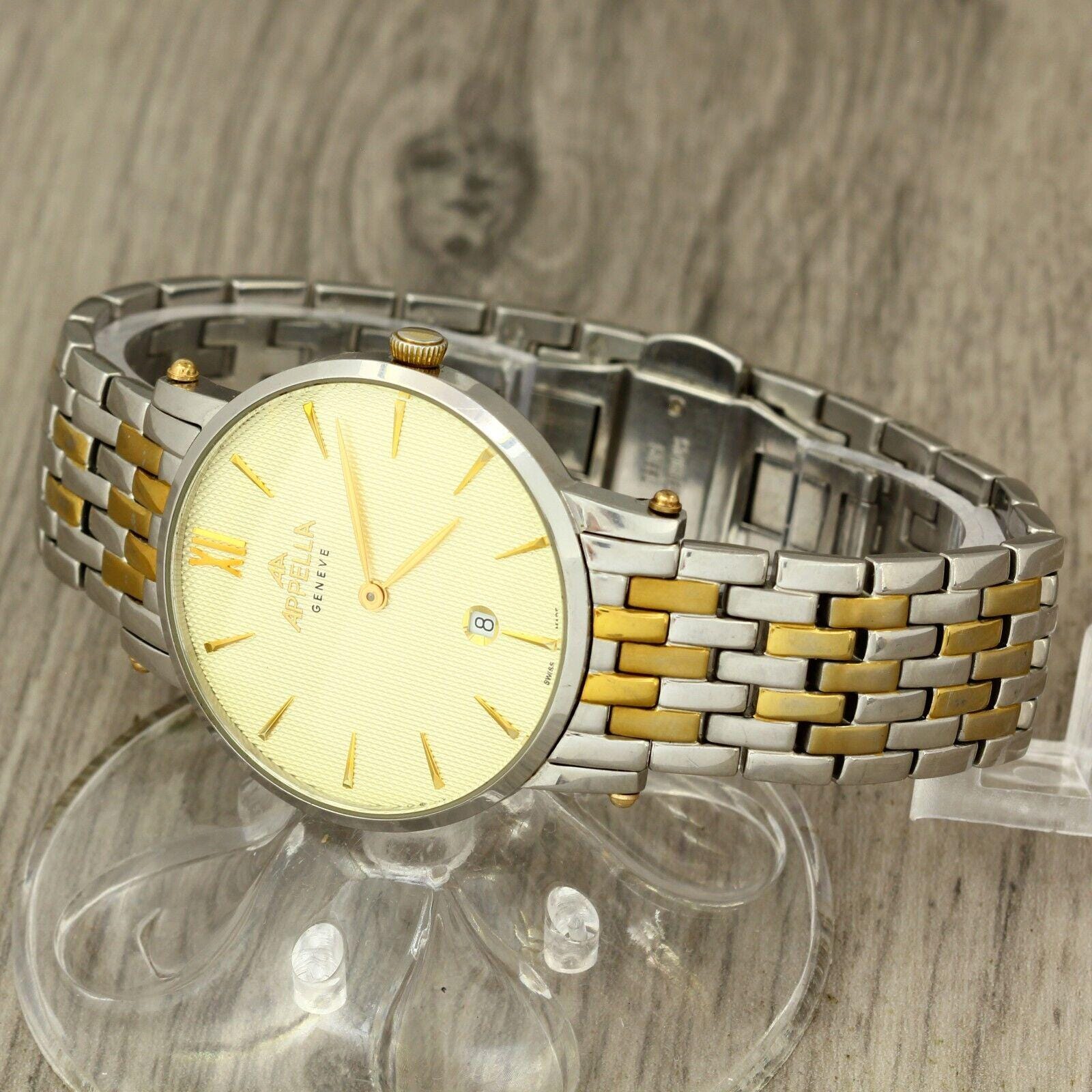 Appella Geneve 4053 Swiss Made 1943 Quartz Stainless Steel