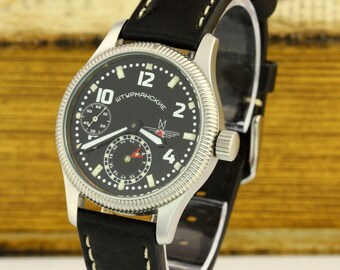 shturmanskie sturmanskie marriage mechanical men&#39;s wristwatch caliber molnija 3602 18 jewels stainless steel black dial