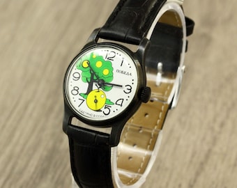 Rare Pobeda Zim 2602 childrens mechanical Ussr watch apple tree on the dial