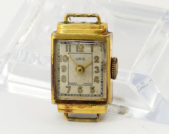 Vintage Oris Swiss Ladies wristwatch Gold Plated Tank Case Cal 410 FOR REPAIR