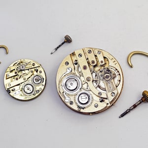 2 pcs NOT WORKING for parts Swiss made vintage pocket watch movements