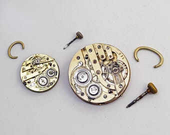 2 piezas NO FUNCIONAN para piezas de movimientos de relojes de bolsillo vintage fabricados en Suiza