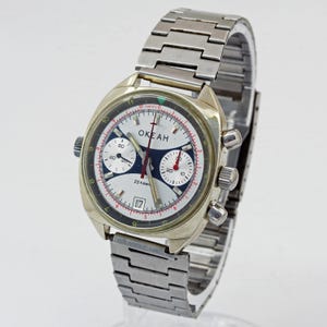 Ocean Okean Poljot 3133 navy military USSR mens wristwatch chronograph 23 jewels