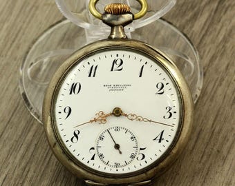 RARE 1910's OMEGA 19" Bror Kjellberg Sundsvall Import Swiss SILVER pocket watch