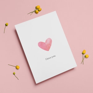 Je t'aime carte | Anniversaire Saint Valentin petit ami petite amie mari femme partenaire | Carte imprimable à télécharger | Minimal