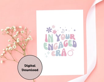 En su tarjeta de era comprometida / Tarjeta de compromiso imprimible / Tarjeta de felicitación / Tarjeta estética / Descarga digital / Tarjeta de felicitación imprimible
