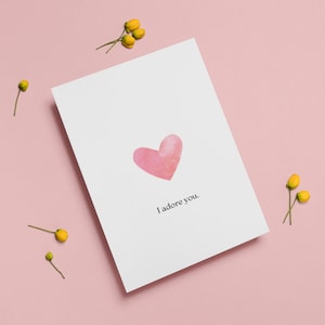 Te adoro tarjeta / aniversario novia novio marido esposa tarjeta de pareja / tarjeta mínima de San Valentín / descarga digital instantánea imprimible