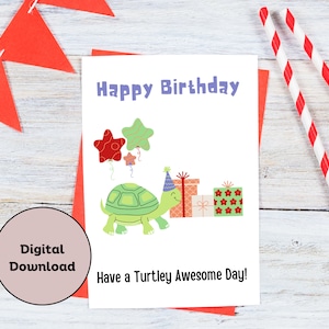 Have A Turtley Awesome Birthday | Birthday Card Printable | Funny Birthday Card | Punny Card | Digital Download | Printable Greeting Card