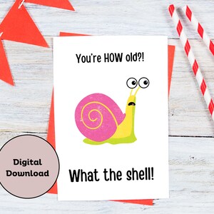 Carte d'anniversaire What The Shell | Carte d'anniversaire imprimable | Carte d'anniversaire drôle | Carte Punny | Téléchargement numérique | Carte de voeux imprimable