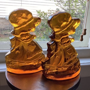 Vintage Holly Hobbie amber glass bookends zdjęcie 1