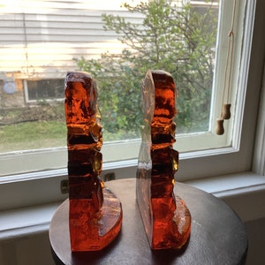 Vintage Holly Hobbie amber glass bookends zdjęcie 3