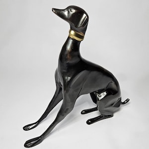 Bronze Dog Abstract Whippet Doberman Vintage Retro Metal Art Sculpture Figurine