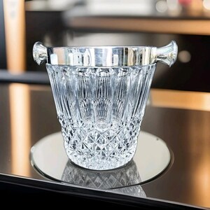 XXL Mid Century Crystal Champagne Cooler Silver-plated German Ice Bucket