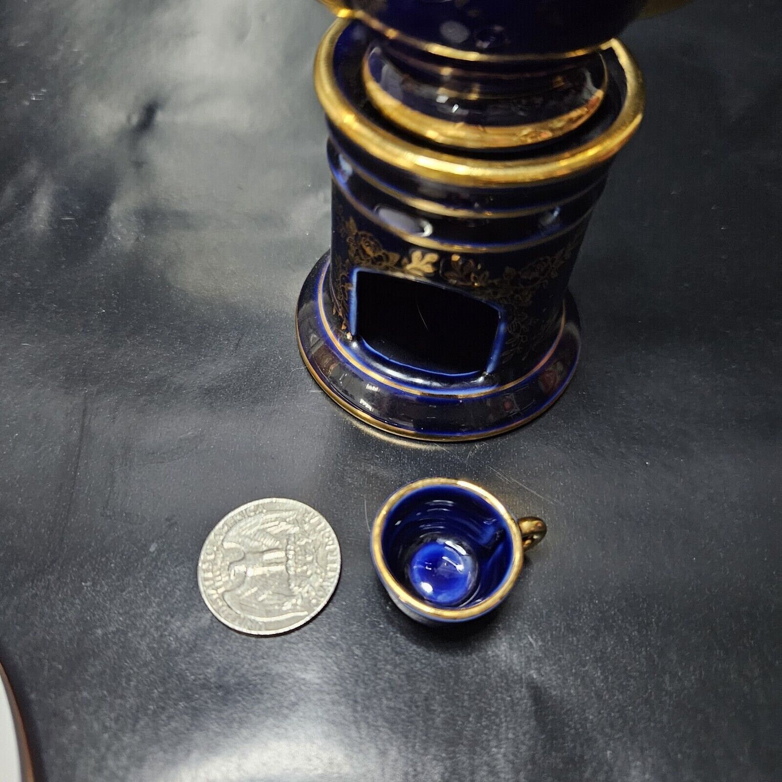 Tasse Miniature Limoges - Bleu Cobalt Et Or Fin - Dinette Ancienne - Collection