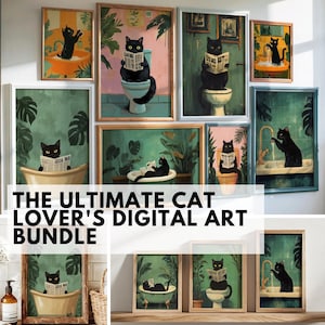 150+ Badezimmer Katzen Druck, 30+ Sets, Lustige Poster, Katze Lustiges Badezimmer Wand Dekor Druck Raum Wand Kunst Lustiges Katzen Badezimmer Wand Kunst Toilette Poster