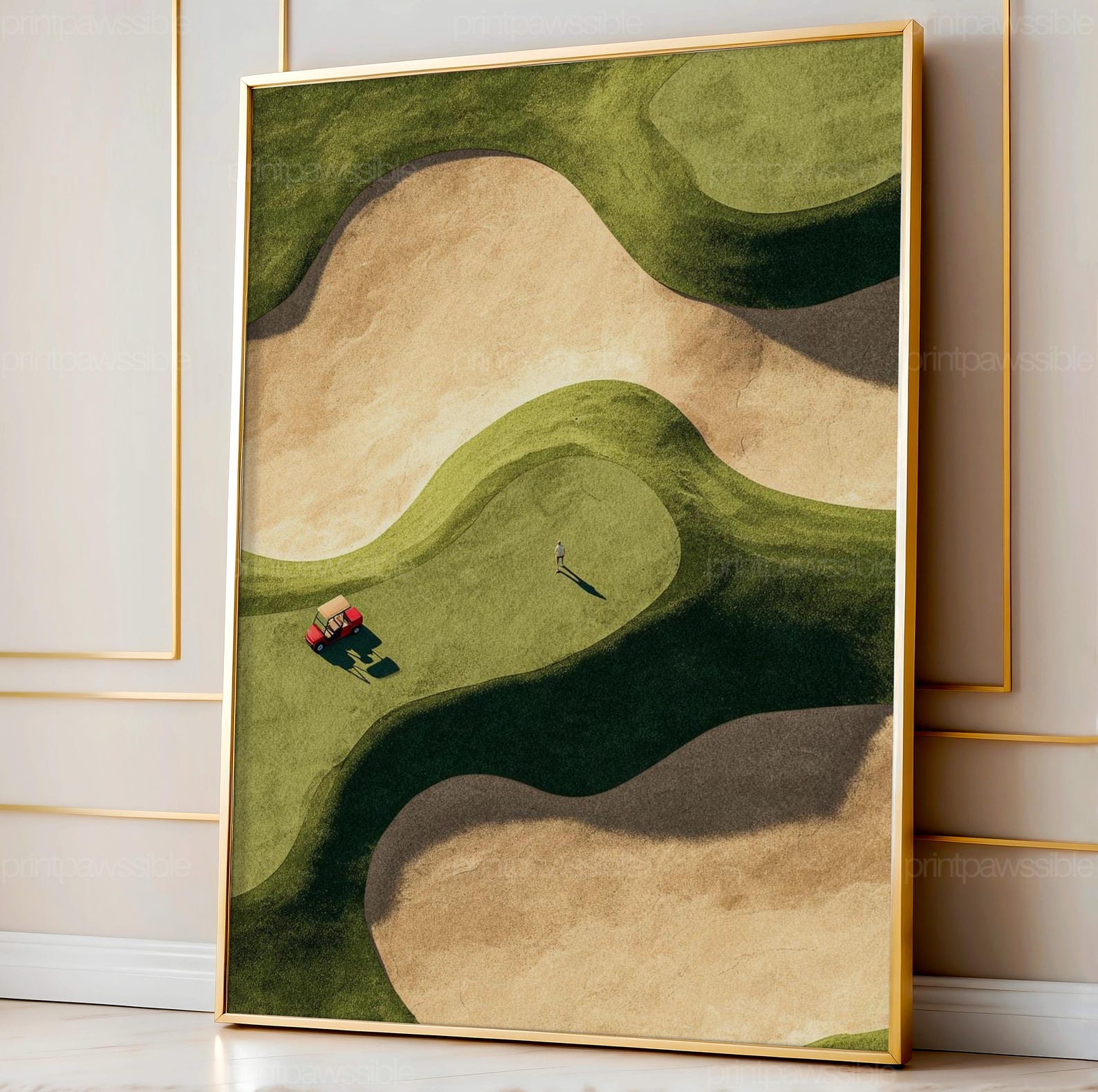 Golf Course Abstract Golf Sand Trap Art Print, Minimalist Abstract Course Wall Poster, Tiny ...