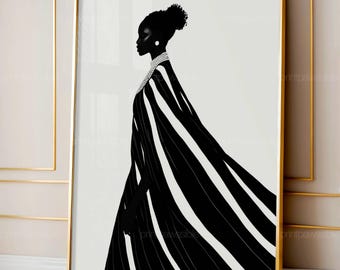 Afrocentric Wall Decor Contemporary Artwork Abstract African Woman Black Woman Ethnic Print Art Minimalist Digital Art African Art
