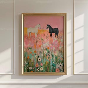 Pink Cowgirls Art, Pink Cowgirl Print, Coastal Cowgirl Wall Poster, Vintage Horse Wall Art, Boho Countryside Digital Print image 3