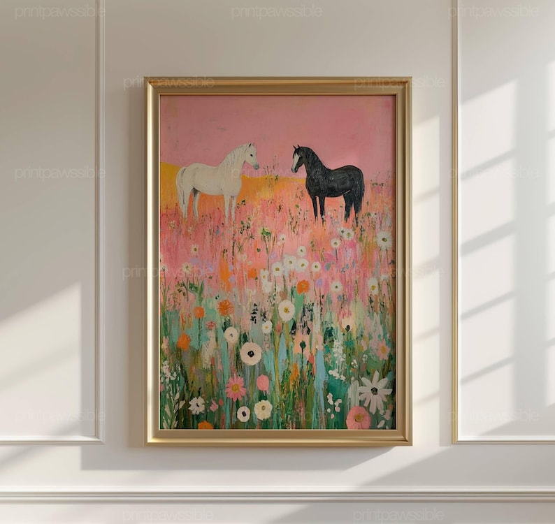 Pink Cowgirls Art, Pink Cowgirl Print, Coastal Cowgirl Wall Poster, Vintage Horse Wall Art, Boho Countryside Digital Print image 3