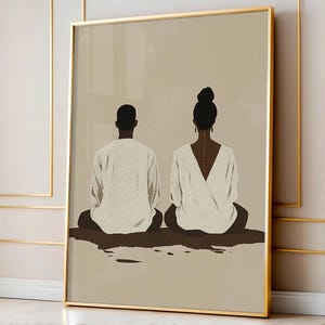 Impresión de oración de pareja africana, arte mural de hombre y mujer negros, póster de fe minimalista afrocéntrica, decoración espiritual neutra