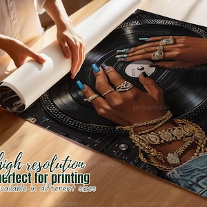 Black Girl Art, Black Woman Art, Trendy Wall Art, Black Woman Wall Art, Fashion, Y2K Art, Song Lover, DJ, Printable, Black Woman Art image 4