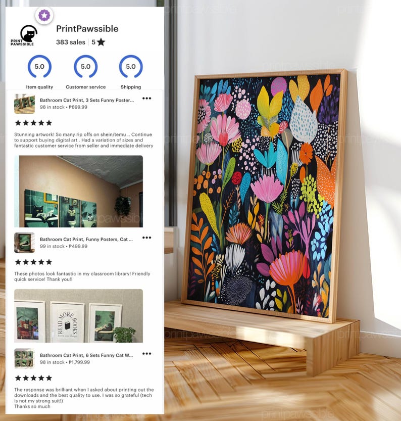 Maximalist Wall Art, Printable Abstract Wall Art, Eclectic Digital Wall Art, Colourful Trendy Decor, Digital Download Art image 2