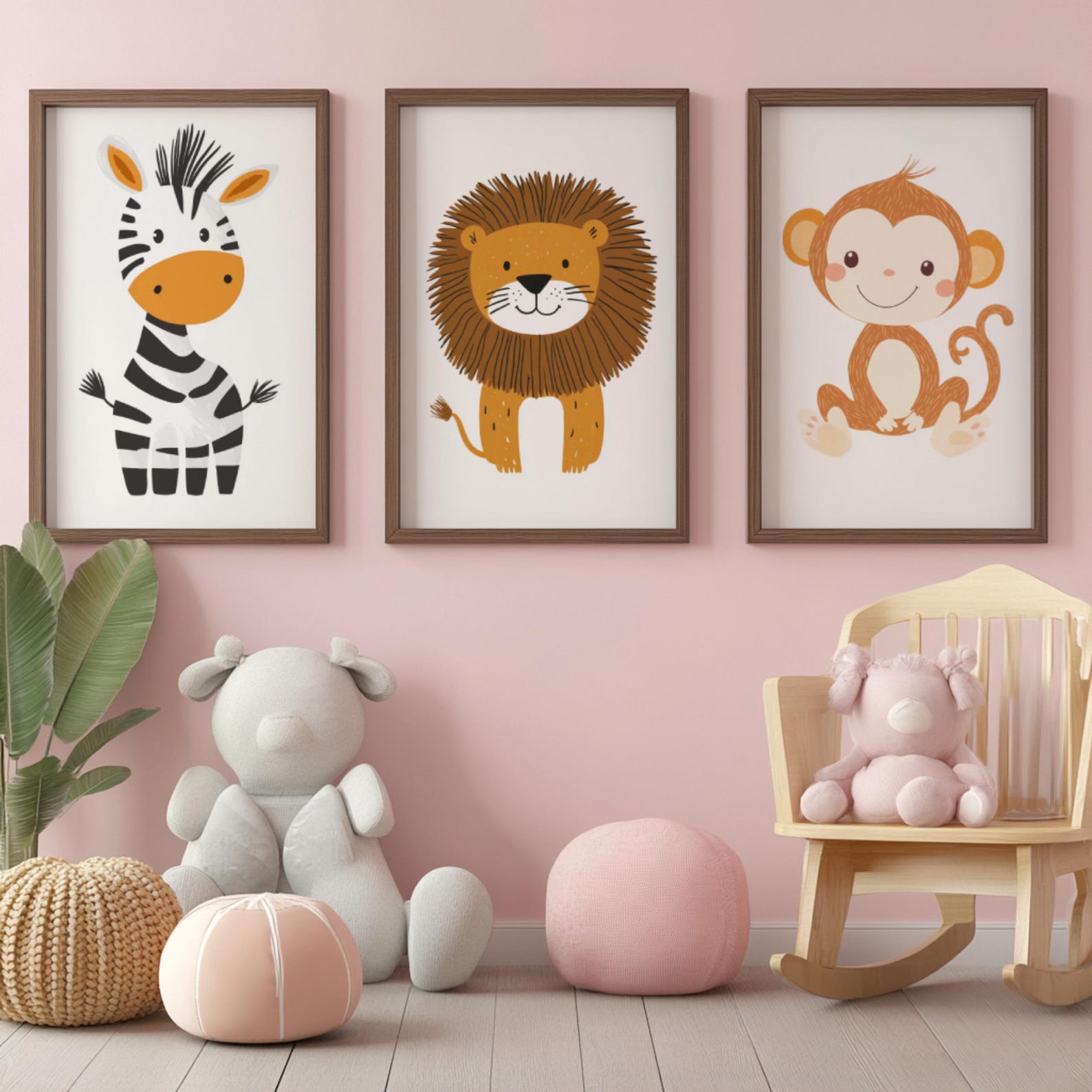 Safari Animal Nursery Prints, Jungle Animals Set of 6, Digital Download ...