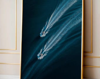 Minimalist Sailing Art Print, Abstract Yacht Regatta, Modern Nautical Wall Art, Digital Download Sailboat Poster, Coastal Ocean Home Decor