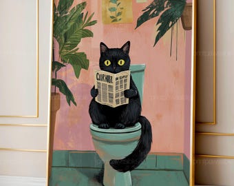 Cats Reading Books Poster, Whimsical Study Room Wall Art, Digital Download Cat Print, Cute Library Cat Decor, Printable Funny Cat