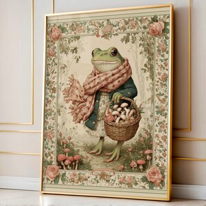 Frosch Pilz Sammeln Kunstdruck: Cottagecore Wald Digitaler Download