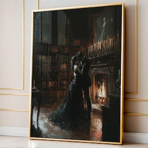 Dark Academia Gemälde, druckbare Buchliebhaber Dekor, Vintage Bibliothek Kunst, Bibliothek Wandkunst, Cottagecore viktorianische Wandkunst, Lesergeschenk