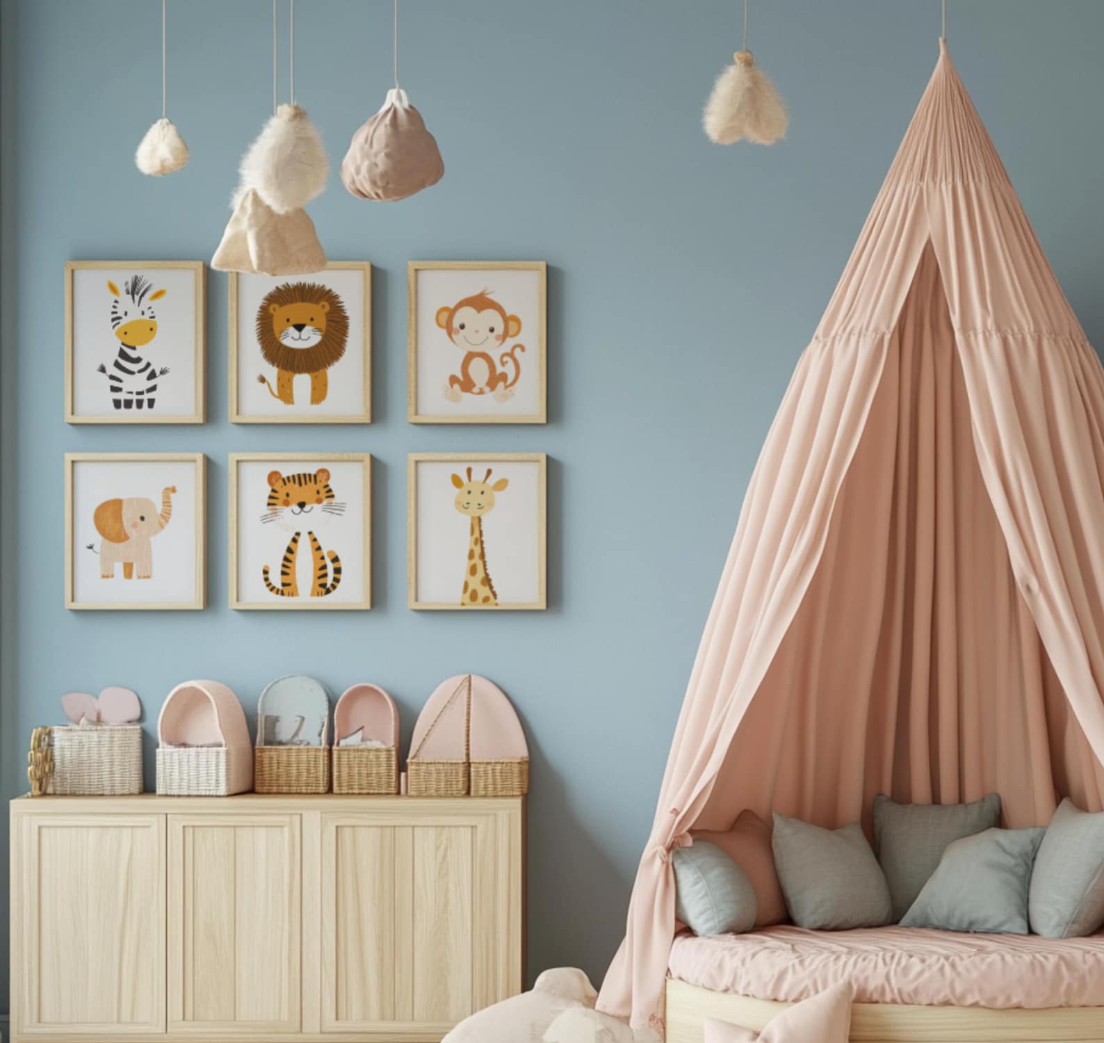 Safari Animal Nursery Prints, Jungle Animals Set of 6, Digital Download ...
