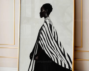 Contemporary Artwork, Afrocentric Wall Decor, Ethnic Print Art, Abstract African Woman, Black Woman, African Art, Minimalist Digital Art