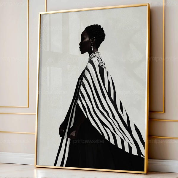 Contemporary Artwork, Afrocentric Wall Decor, Ethnic Print Art, Abstract African Woman, Black Woman, African Art, Minimalist Digital Art