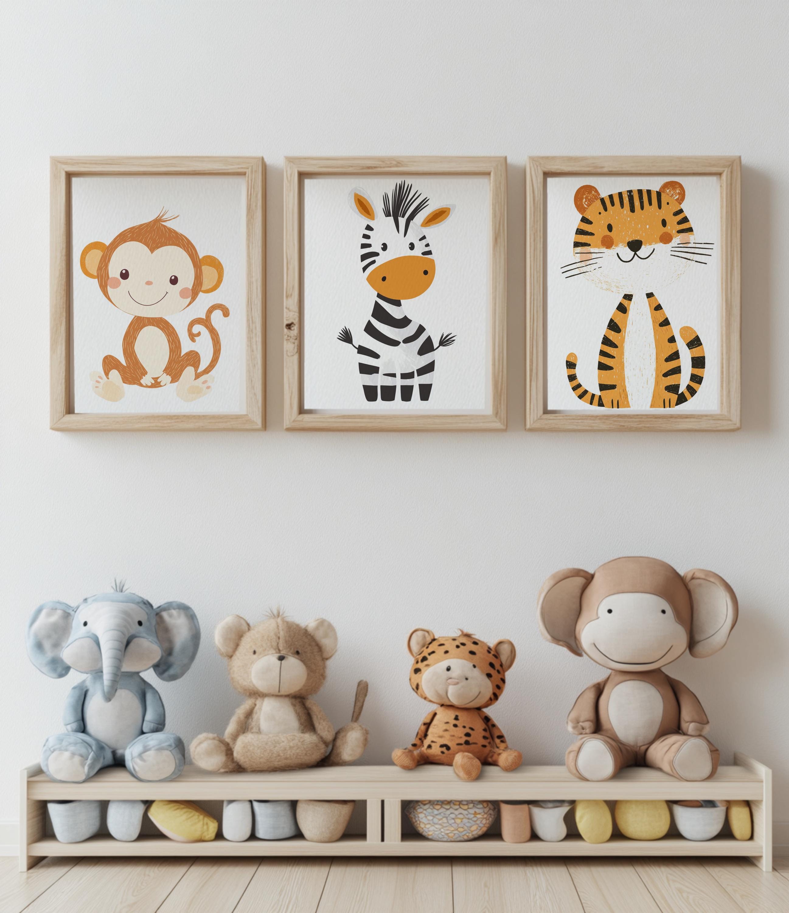 Safari Animal Nursery Prints, Jungle Animals Set of 6, Digital Download ...