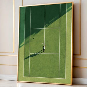 Minimalist Tennis Wall Art, Abstract Aerial Court Print, Modern Sports Illustration, Green Tennis Poster, Luxury Athletic Decor