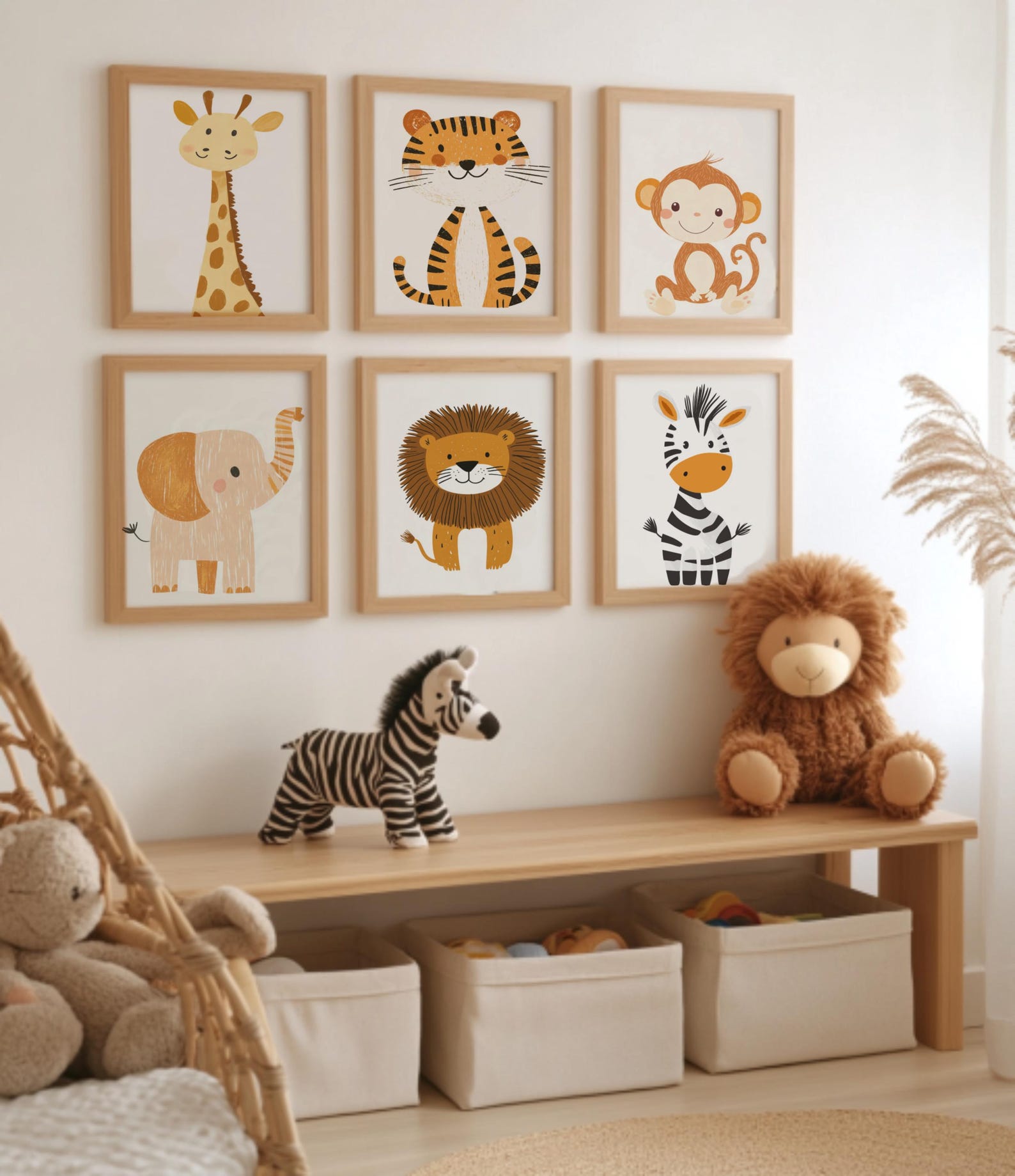 Safari Animal Nursery Prints, Jungle Animals Set of 6, Digital Download ...