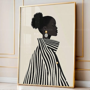 Minimalist Black Woman Art , Ethnic Wall Art, Black Woman, African Woman Art, Afrocentric Wall Decor , Abstract Black Woman