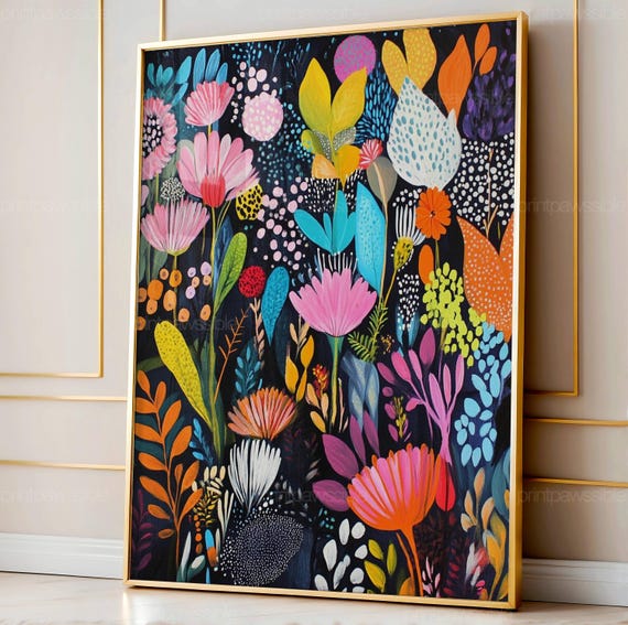 Maximalist Wall Art, Printable Abstract Wall Art, Eclectic Digital Wall Art, Colourful Trendy Decor, Digital Download Art
