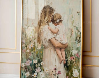 Cottagecore Motherhood Digital Art, Motherhood Print, Mothers Day Digital Download, Laundry Room Wall Art, Cottagecore Decor, Mom Baby Art