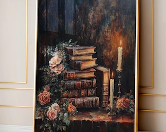 Dark Cottagecore Floral Wall Art: Moody Academia Decor (Digital Download