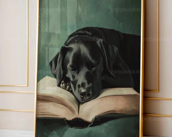Labrador retriever Art digitale download, Black Lab Art, land muur decor, boerderij muur kunst, labrador schilderij, vintage hond wordt afgedrukt