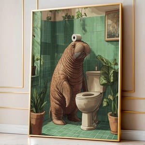 Funny Walrus Bathroom Print: Toilet Paper Humor (Digital Download