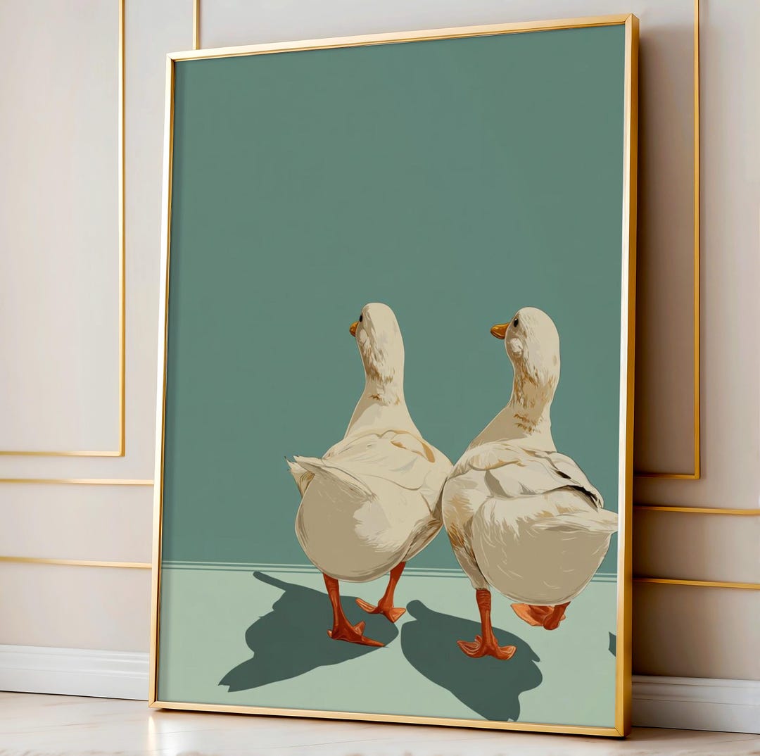 Funny Duck Butts Wall Art - Whimsical Minimal Duck Tails Print, Sage ...