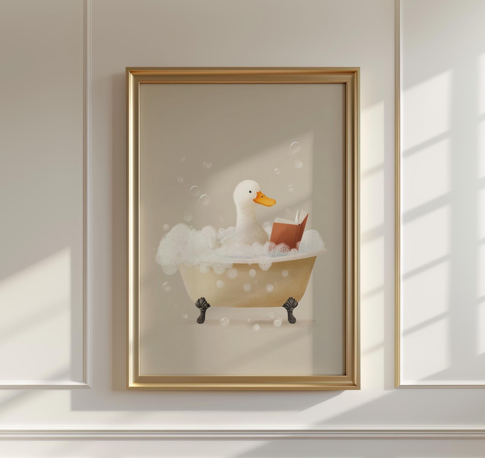 Duck Bathtub Wall Art, Funny Bathroom Decor Print, Whimsical Duck in ...