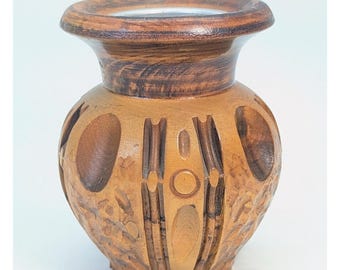 Vintage Thuya Wood Vase Port Lyautey Morocco US Navy Souvenir MCM
