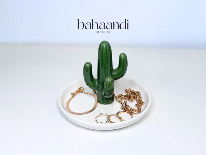 Jewelry Dish, Ring Holder, Cactus Dish, Ceramic Jewelry Organizer, Home Decor, Gift for Mom, Wife, Bridesmaid, Mother in law,Jewelry Storage