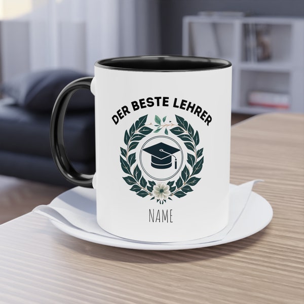 Der Beste Lehrer Becher | The Best Teacher Mug | Lehrer Tasse | Personalisiertes Geschenk | Name Kaffeetasse | Geburtstagsgeschenk